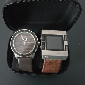 Set Of 2 Quartz, Stainless Steel And Leather Watches - Chilli Beans And Diesel